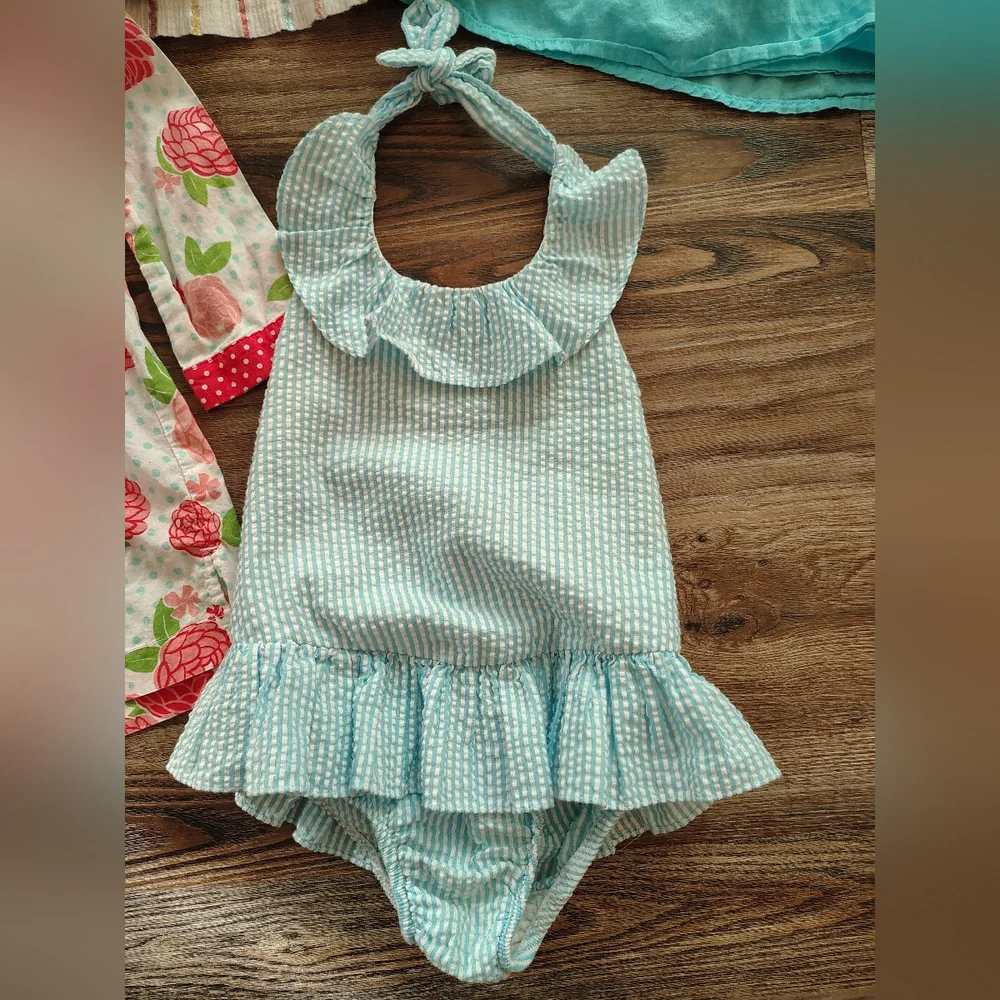 Toddler Girl 3T Dress‎ & Romper Bundle  Vintage Seersucker Gymboree Piper Baby